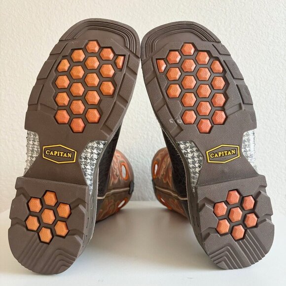 NEW Capitan Mens Cowboy Workboots Size 9D Western Brown Leather Square Toe Boots - Picture 8 of 10